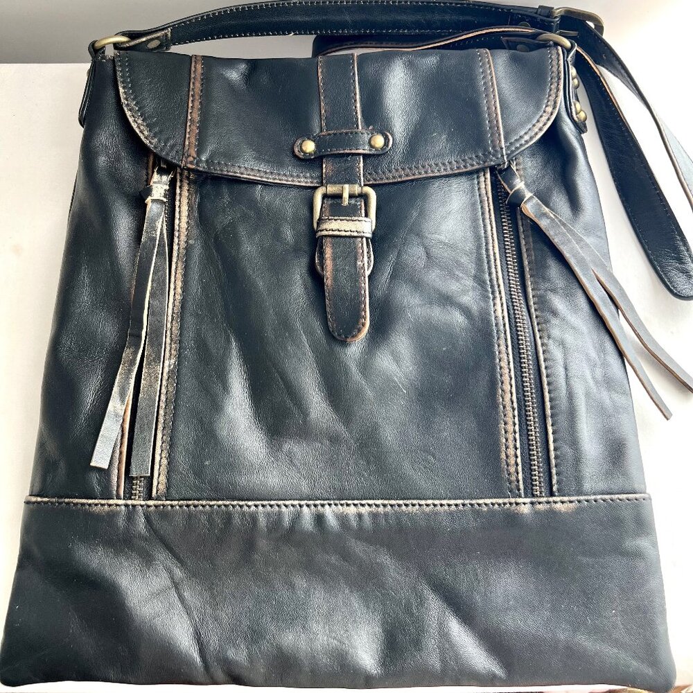 Vintage Boho Bag From Coldwater Creek "Well Traveled Leather Messenger Bag"